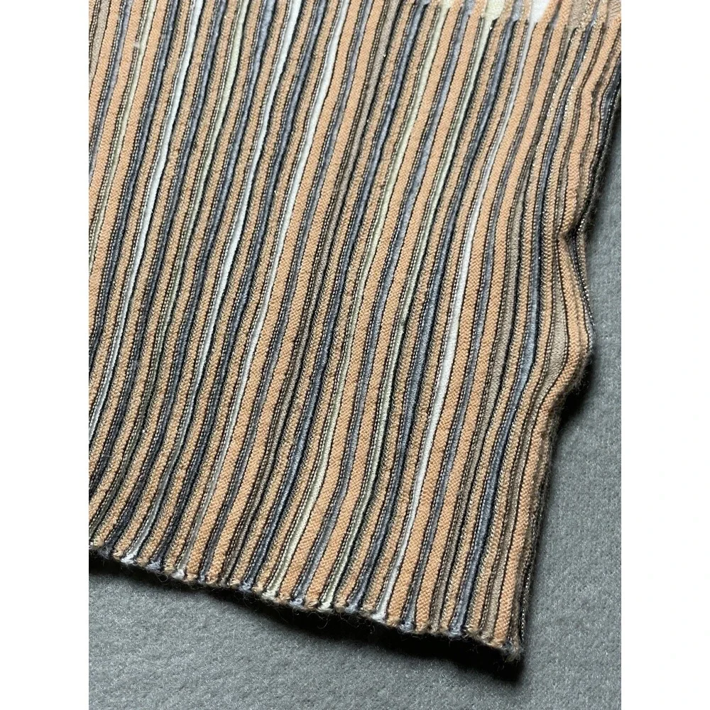 Women's M Sweater Top‎ Anthropologie Nessa Striped Smocked Gray Orange Wool Boho